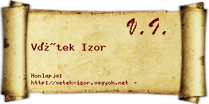 Vétek Izor névjegykártya